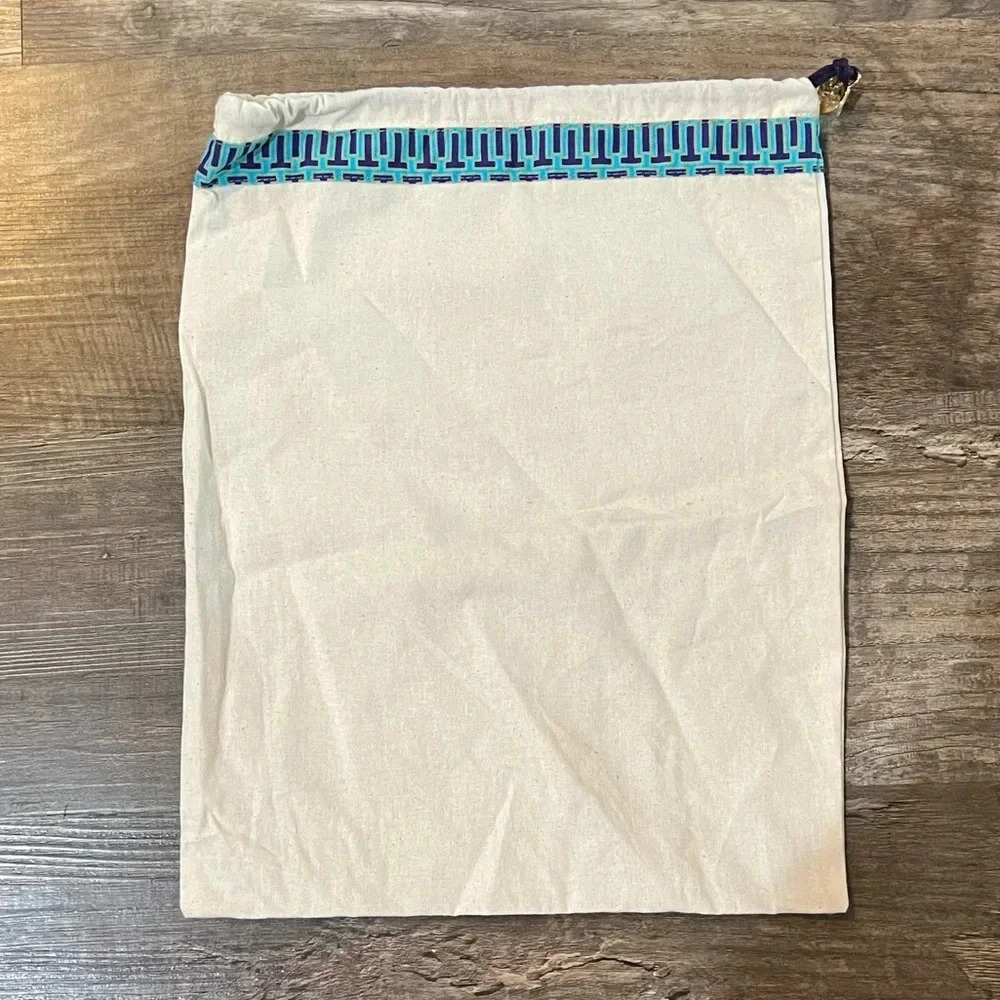 NEW Tory Burch Drawstring Accessories Travel Storage Cotton Beige